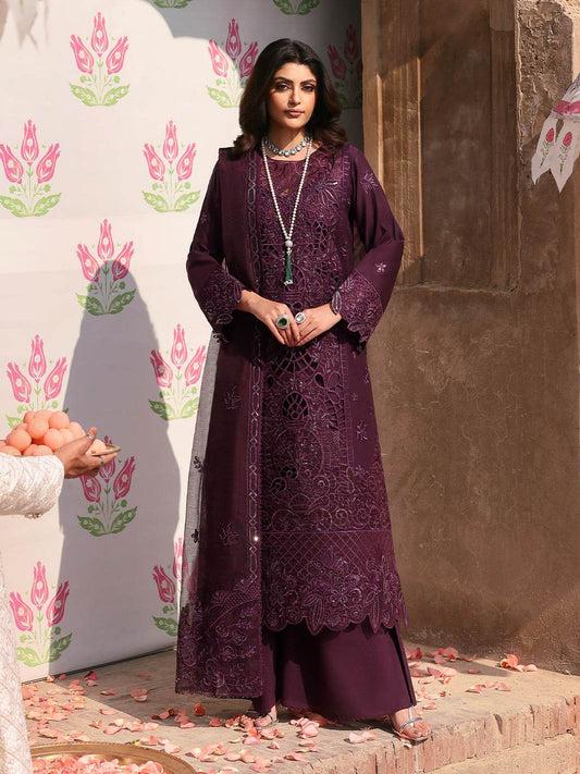 Husn Jahan By Mahnur Embroidered Luxury Lawn Unstitched 3pcs - Jotey