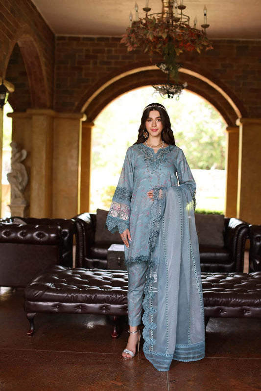 Noor By Saadia Asad Eid Luxe Printkari Embroidered Lawn Unstitched 3pcs - Jotey