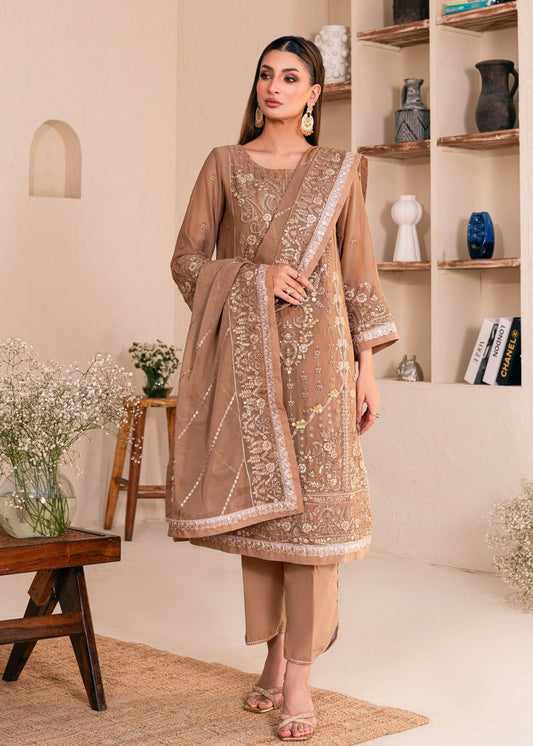 Lallaria By Noorma Kaamal Embroidered Chiffon Unstitched 3pcs - Jotey