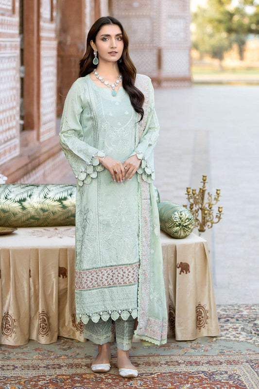 Premium Gold Swiss By Johra Vol-02 Embroidered Chiffon Unstitched 3Pcs - Jotey