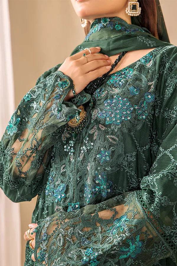 ZA Clothes Embroidered Chiffon Ready to wear 3pcs - Jotey