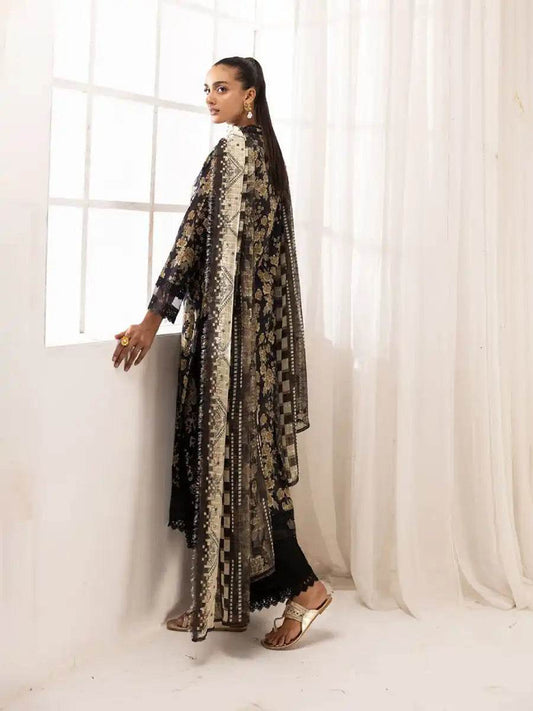 Printkari By Nur Embroidered Printed Lawn Unstitched 3pcs - Jotey