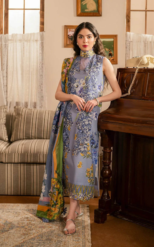 Meraki By Asifa And Nabeel Vol-01 Embroidered Lawn Unstitched 3pcs - Jotey