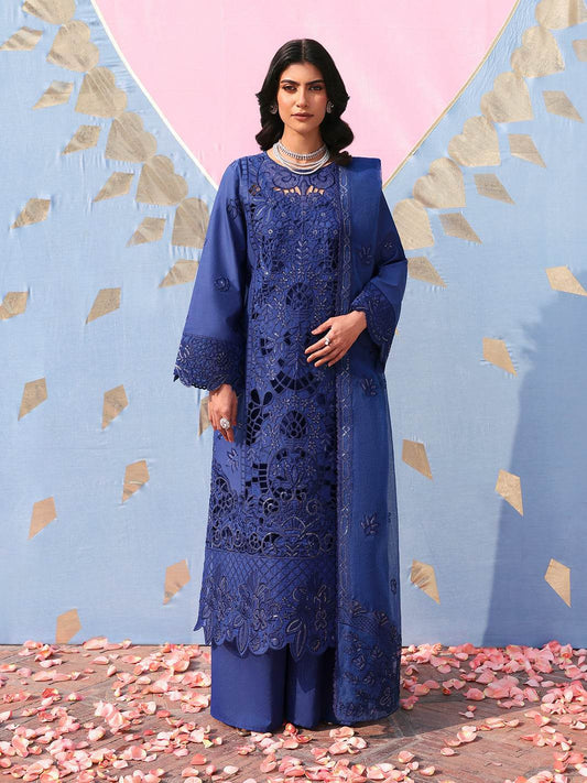 Husn Jahan By Mahnur Embroidered Luxury Lawn Unstitched 3pcs - Jotey