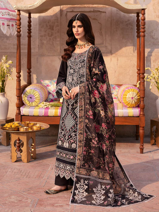 Husn Jahan By Mahnur Embroidered Luxury Lawn Unstitched 3pcs - Jotey