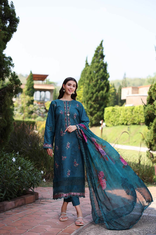 Noor By Saadia Asad Eid Luxe Printkari Embroidered Lawn Unstitched 3pcs - Jotey