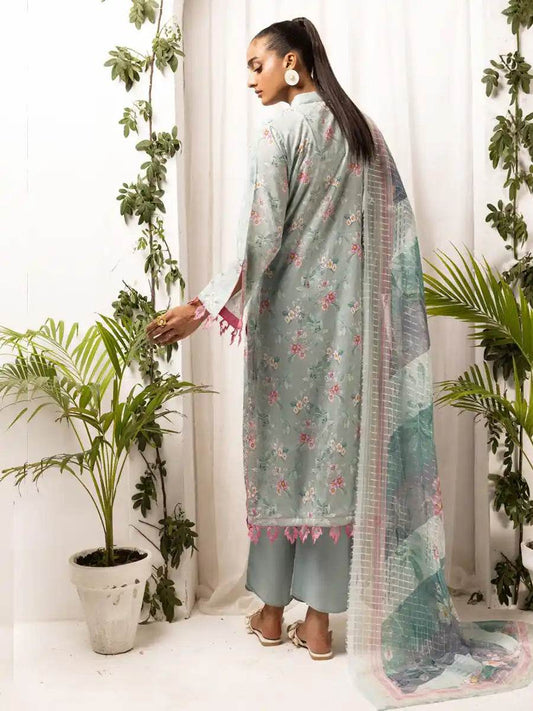 Printkari By Nur Embroidered Printed Lawn Unstitched 3pcs - Jotey