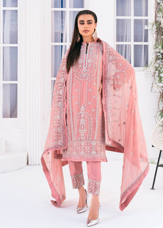 Lallaria By Noorma Kaamal Embroidered Chiffon Unstitched 3pcs - Jotey