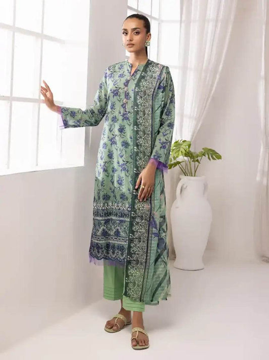 Printkari By Nur Embroidered Printed Lawn Unstitched 3pcs - Jotey