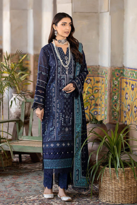 Premium Gold Swiss By Johra Vol-02 Embroidered Chiffon Unstitched 3Pcs - Jotey