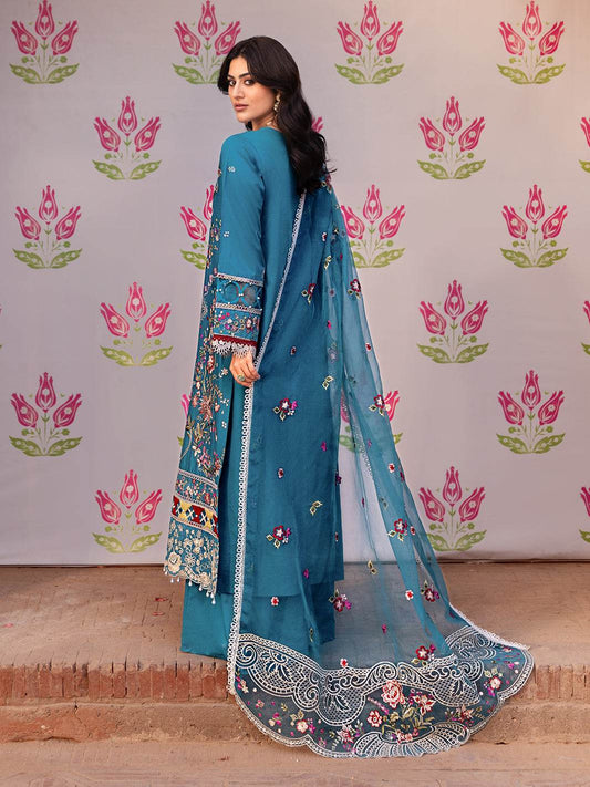 Husn Jahan By Mahnur Embroidered Luxury Lawn Unstitched 3pcs - Jotey