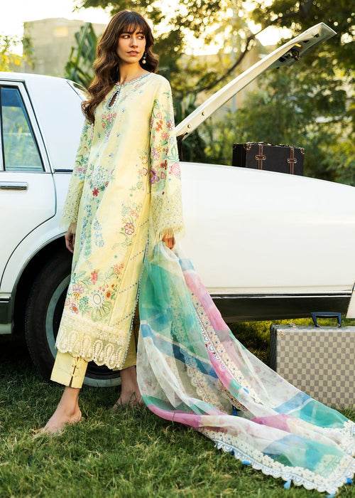 Siraa By Sadaf Fawad Khan Luxury Embroidered Lawn'25 Unstitched 3pcs - Jotey