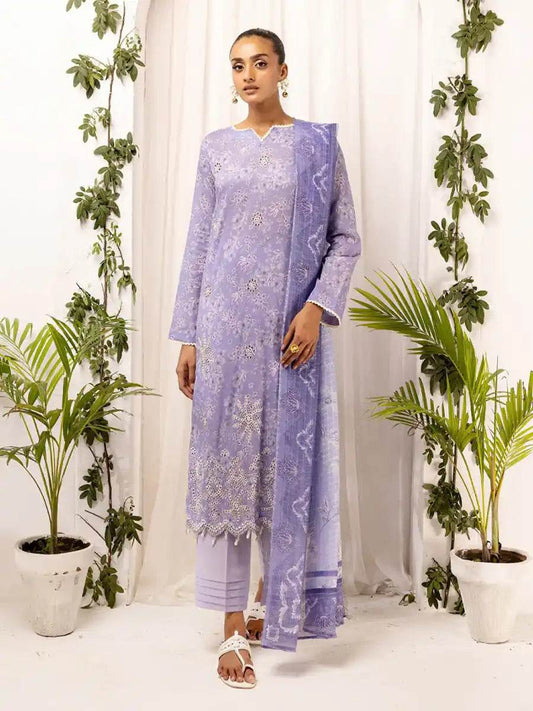 Printkari By Nur Embroidered Printed Lawn Unstitched 3pcs - Jotey