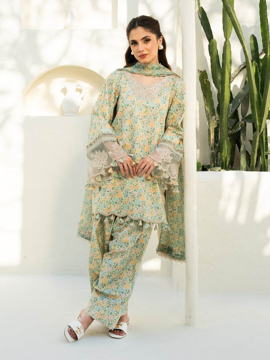 F&F Prints By Faiza Faisal Digital Printed Unstitched Lawn 3pcs - Jotey