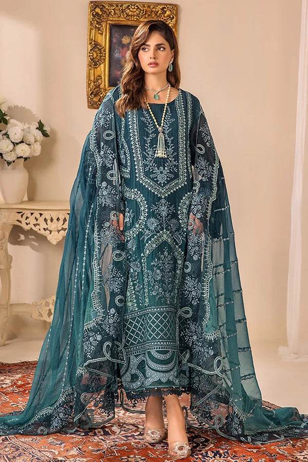 ZA Clothes Embroidered Chiffon Ready to wear 3pcs - Jotey