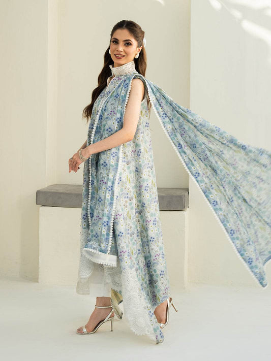 F&F Prints By Faiza Faisal Digital Printed Unstitched Lawn 3pcs - Jotey