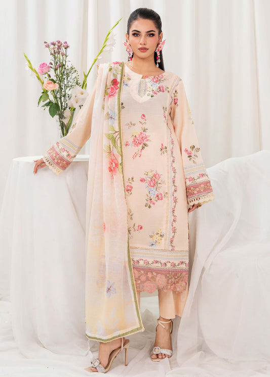 Meerak Breaking Bloom Digital Printed Lawn Unstitched 3Pcs