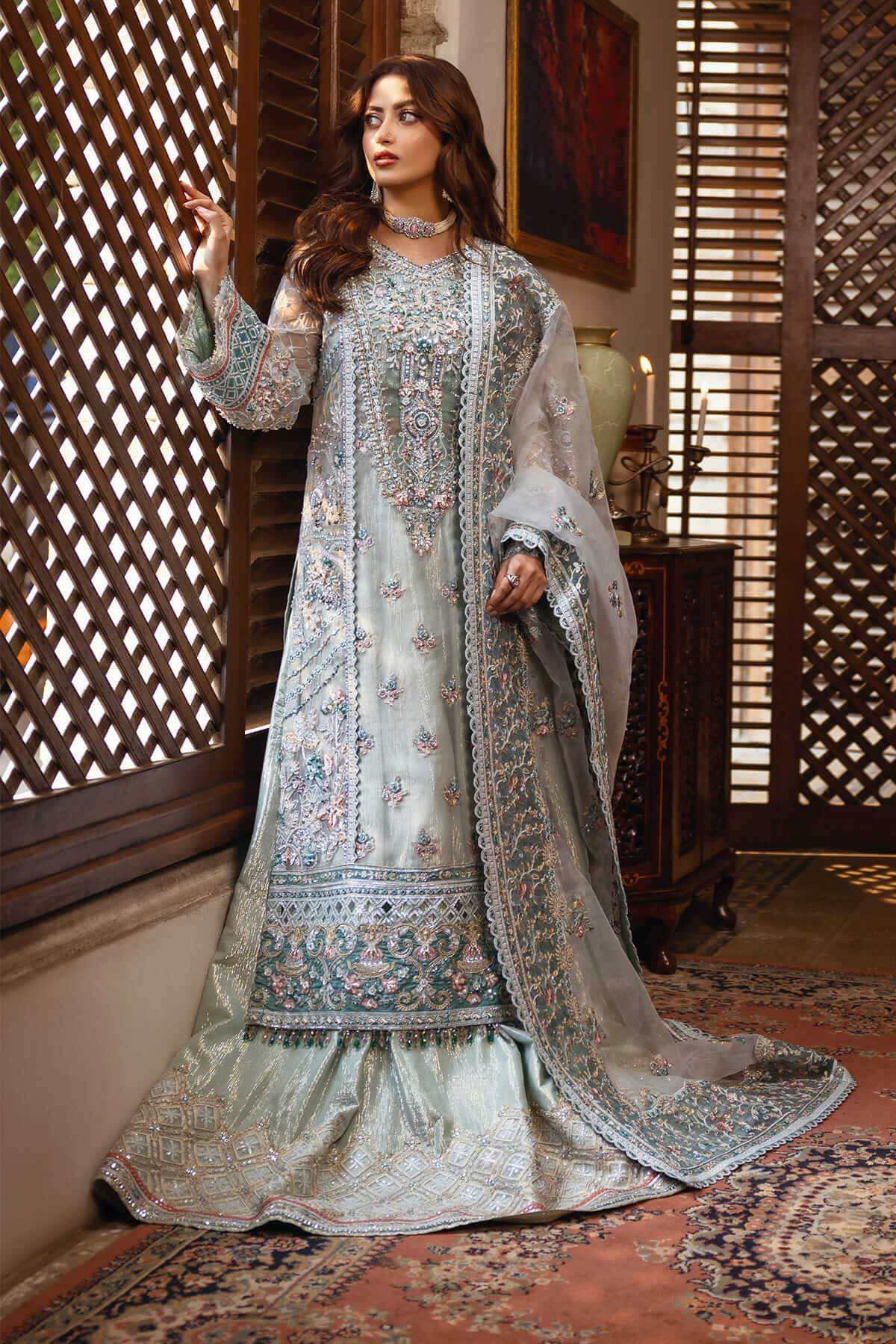 Sajal by Serene Embroidered Organza Suits Unstitched 3 Piece SP24SJ SB-26 Raqs - Wedding Collection