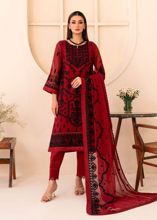 Lallaria By Noorma Kaamal Embroidered Chiffon Unstitched 3pcs - Jotey