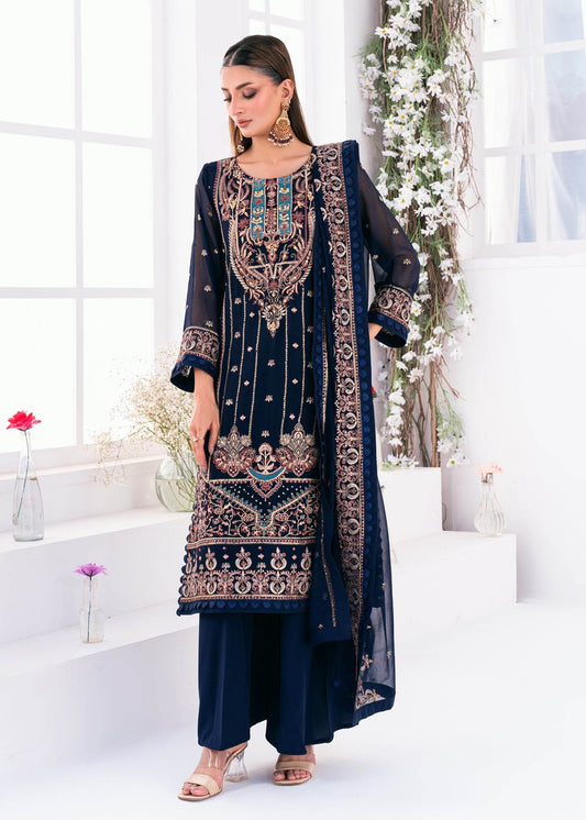 Lallaria By Noorma Kaamal Embroidered Chiffon Unstitched 3pcs - Jotey