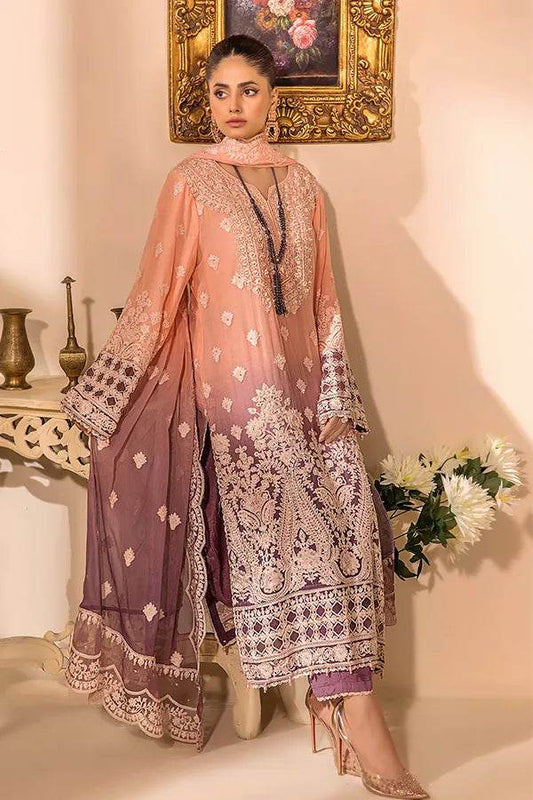 ZA Clothes Embroidered Chiffon Ready to wear 3pcs - Jotey