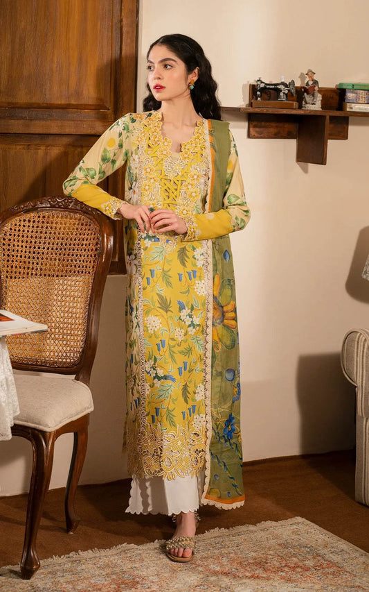 Meraki By Asifa And Nabeel Vol-01 Embroidered Lawn Unstitched 3pcs - Jotey