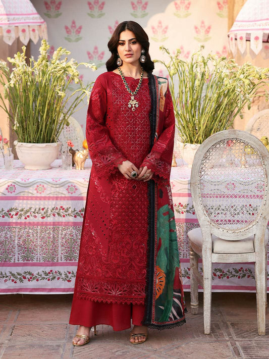 Husn Jahan By Mahnur Embroidered Luxury Lawn Unstitched 3pcs - Jotey