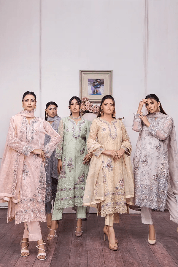 ZA Clothes MUZAYYAN Embroidered Organza Ready to wear 3pcs - Jotey