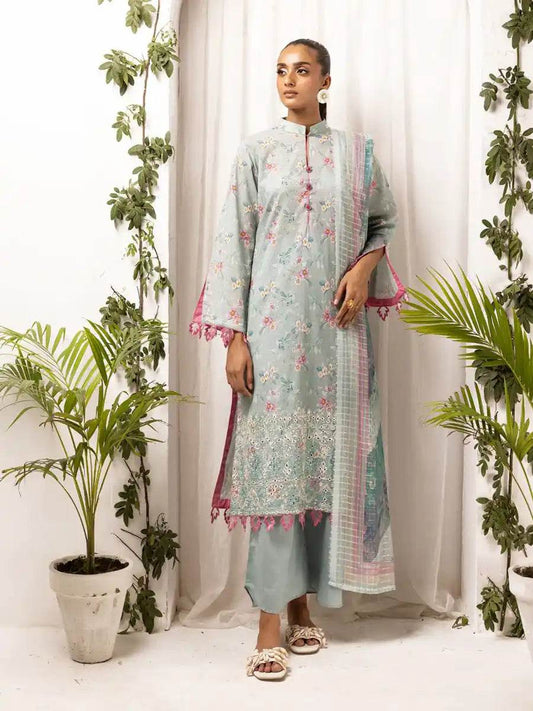 Printkari By Nur Embroidered Printed Lawn Unstitched 3pcs - Jotey