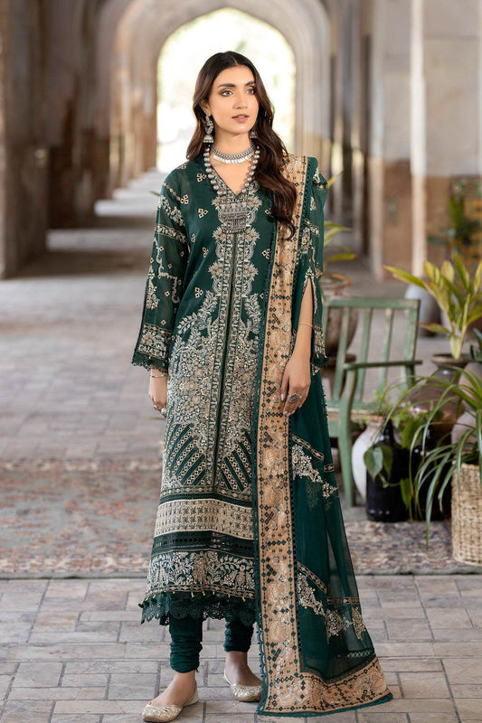 Premium Gold Swiss By Johra Vol-02 Embroidered Chiffon Unstitched 3Pcs - Jotey