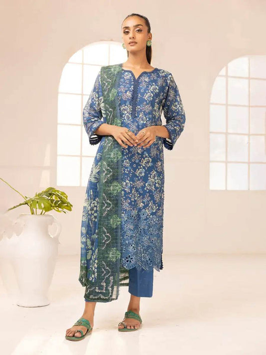 Printkari By Nur Embroidered Printed Lawn Unstitched 3pcs - Jotey