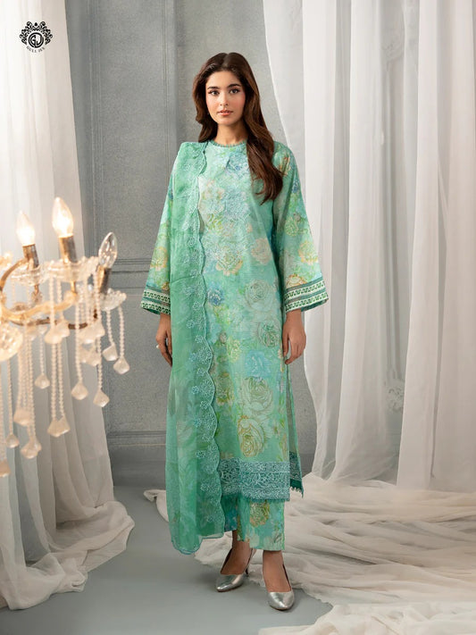 Morja By Gull Jee Embroidered Digital Printed Stripe Lawn Unstitched 3 Piece