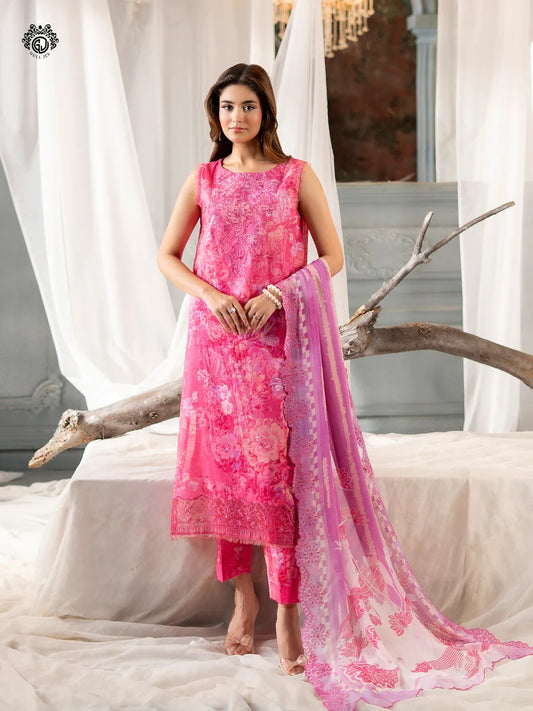 Morja By Gull Jee Embroidered Digital Printed Stripe Lawn Unstitched 3 Piece