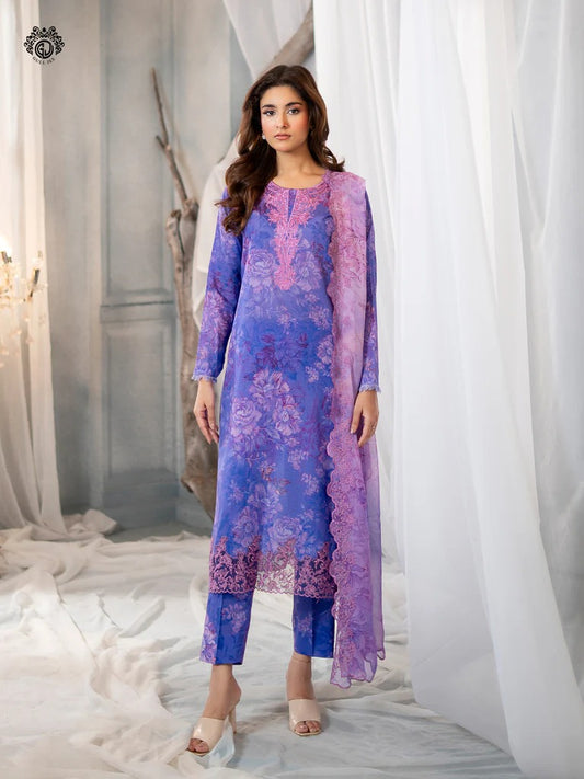 Morja By Gull Jee Embroidered Digital Printed Stripe Lawn Unstitched 3 Piece