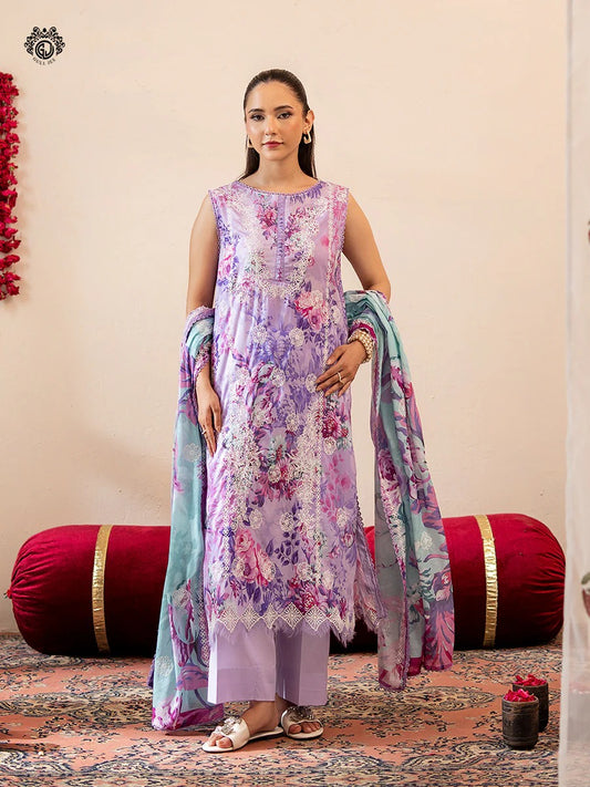 Mishaal By Gull Jee Embroidered Digital Printed Lawn Unstitched 3 Piece