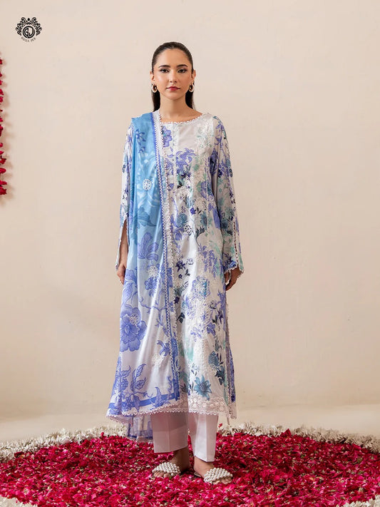 Mishaal By Gull Jee Embroidered Digital Printed Lawn Unstitched 3 Piece