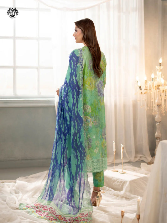 Morja By Gull Jee Embroidered Digital Printed Stripe Lawn Unstitched 3 Piece