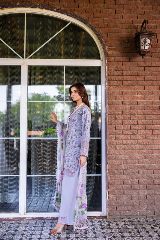 Eshaisha Digital Printed & Embroidered Lawn Unstitched 3Pcs