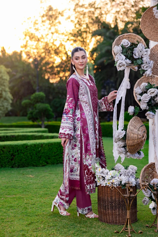 Eshaisha Digital Printed & Embroidered Lawn Unstitched 3Pcs