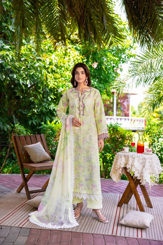 Eshaisha Digital Printed & Embroidered Lawn Unstitched 3Pcs