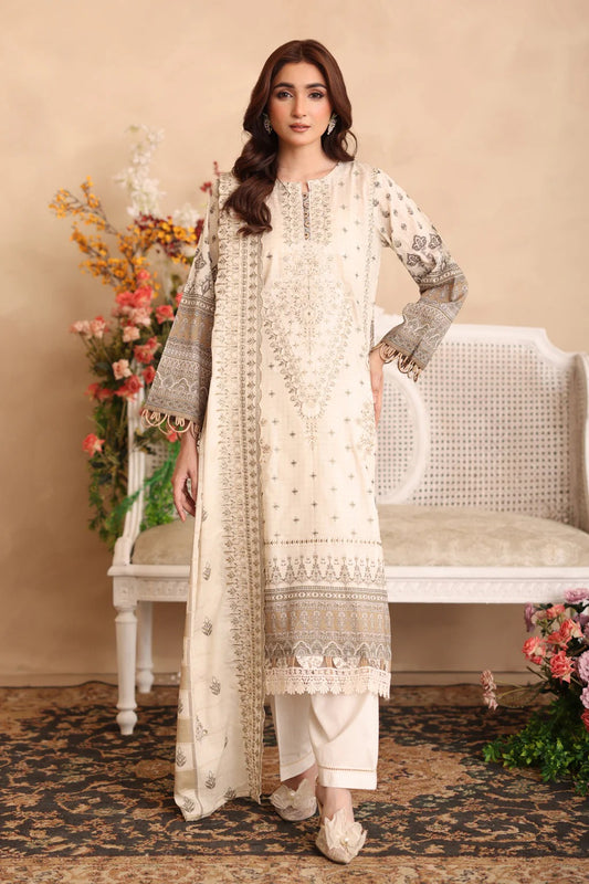 Johra Manara Embroidered Printed Lawn Unstitched 3Pcs
