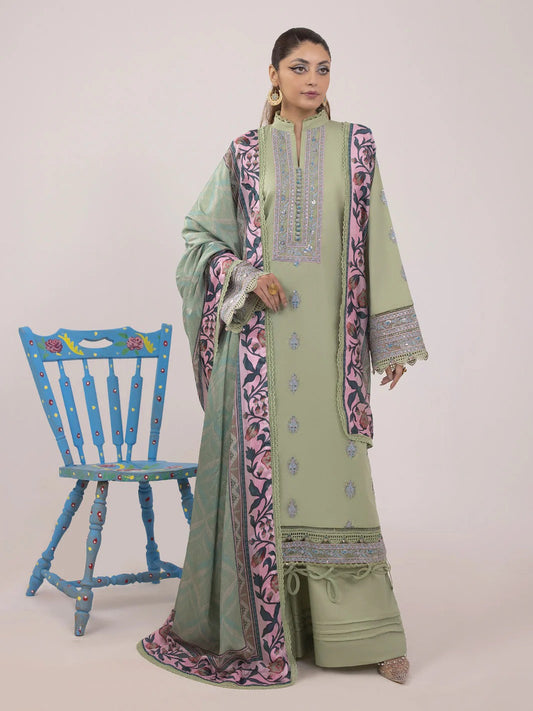 RANGEELI Digital Printed Embroidered Unstitched Lawn 3pcs