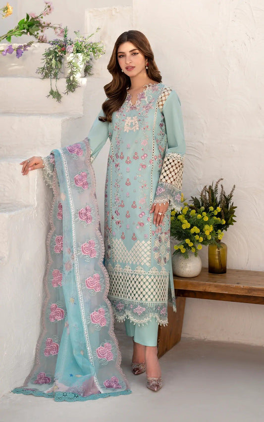 Azalia Embroidered Luxury Lawn & Organza Unstitched 4pcs