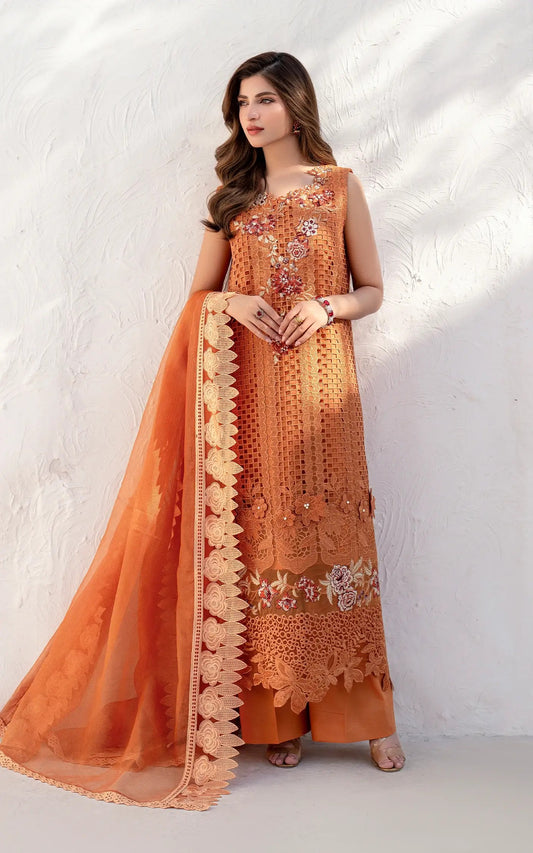 Azalia Embroidered Luxury Lawn & Organza Unstitched 4pcs