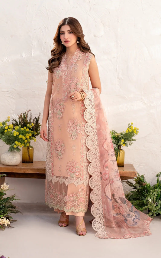 Azalia Embroidered Luxury Lawn & Organza Unstitched 4pcs