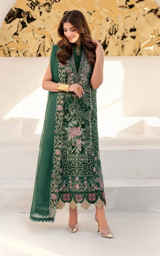 Azalia Embroidered Luxury Lawn & Organza Unstitched 4pcs