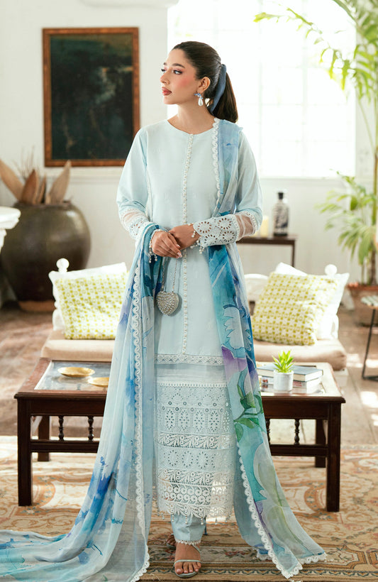 Alzohaib Laserkari Schiffly Embroidered Premium Printed Unstitched 3pcs