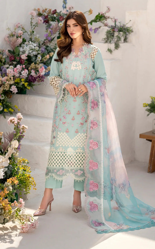 Azalia Embroidered Luxury Lawn & Organza Unstitched 4pcs