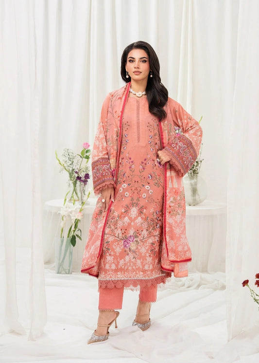 Meerak Breaking Bloom Digital Printed Lawn Unstitched 3Pcs