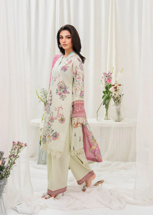 Meerak Breaking Bloom Digital Printed Lawn Unstitched 3Pcs